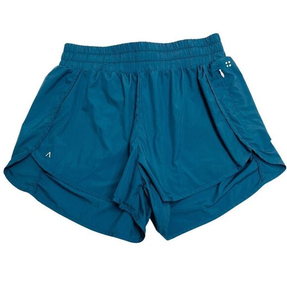 ACTA High Waist Athletic Shorts with Liner Storm Teal Size Small - Picture 1 of 10